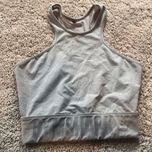 Grey gym-shark crop top with mesh back